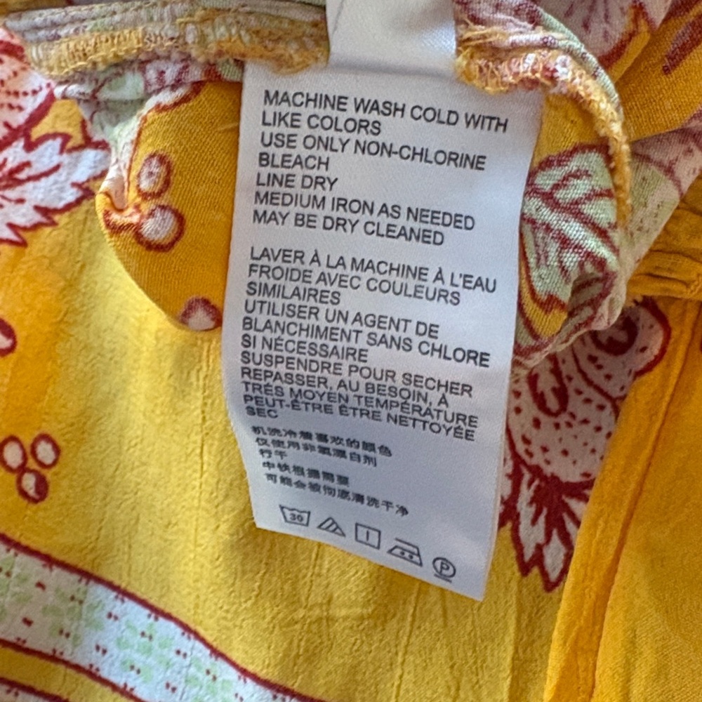 Free People:  Flowy Floral Smocked Jumpsuit, Size XS, Golden Yellow - Picture 10 of 11